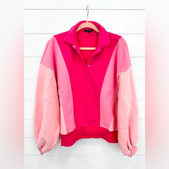 Paper Moon Pink Colorblock Sweatshirt - Picture 1 of 2